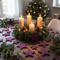 Article Étoiles de décoration dispersées étoiles en velours floquées baie violette 4/5cm 40pcs