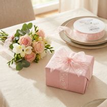 Article Ruban d'organza, ruban cadeau fleuri, rose, 25 mm, 18 m