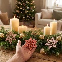 Article Étoiles en bois Décoration de Noël étoiles en bois orange 8cm 16 pcs