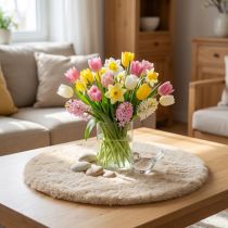 Article Chemin de table rond décoratif en fausse fourrure, tapis en fourrure beige Ø38cm