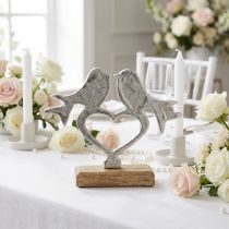 Article Décoration coeur à placer avec décoration oiseau mariage 16,5×19,5cm