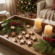 Article Décoration à disperser étoiles de Noël étoiles en bois flammé Ø4cm 24 pcs
