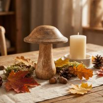 Article Champignon en bois avec rainures décoration en bois champignon bois de manguier naturel 11,5×Ø10cm