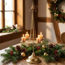 Article Chandelier Bougie Pilier Etoile Or Ø23cm H49.5cm