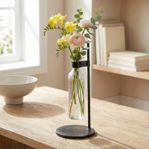 Article Vase décoratif bouteille décorative avec support en métal noir Ø16cm