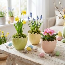 Article Pot de fleurs à motif d'œuf de Pâques pour une décoration printanière élégante, 10 cm, lot de 3