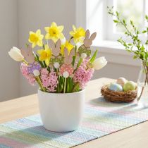Article Bâton de fleur en bois coloré pour décoration de Pâques, lapin, 6 cm, 12 pièces