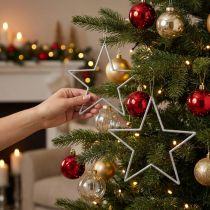 Article étoiles décoratives argentées avec paillettes 18 cm, lot de 8