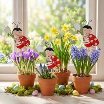 Article Bouchons de fleurs décoratifs coccinelle bois métal 8,5 cm 12 pcs