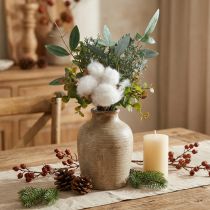 Article Bouquet de fleurs artificielles, vertes et blanches, décoration hivernale, 33 cm, artificielles