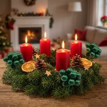 Article Mini boules de Noël sur fil Ø25mm verre vert 140p