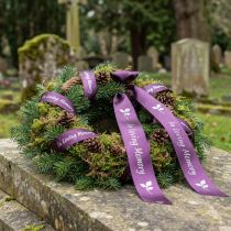 Article Ruban de deuil en argent violet In Loving Memory 15mm 25m