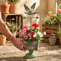 Article Cache-pot avec pied girouette bois naturel/vert 26x20cm H68cm