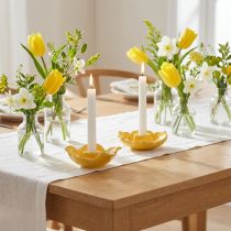 Article Bougeoirs coniques en céramique, forme de fleur décorative pour une décoration de table élégante, 11 cm, lot de 2