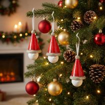 Article Lot de 4 décorations à suspendre – Nain avec cloche en céramique 10 cm
