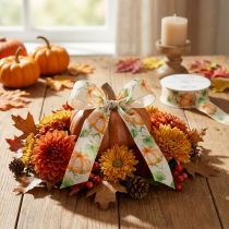 Article Ruban cadeau citrouille orange automne 40 mm 15 m