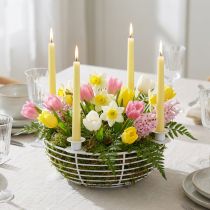 Article Bougeoir dans une coupelle décorative en métal blanc Ø14cm H7cm