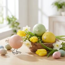 Article Figurines décoratives de poussins, idéales pour égayer le printemps et Pâques, 12 cm, lot de 3.