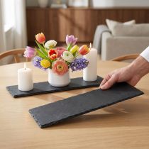 Article Ardoise longue, plateau décoratif pierre naturelle 40×13cm 2pcs