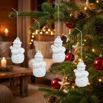 Article Bonhomme de neige blanc avec mica comme support 4,5cm 12pcs