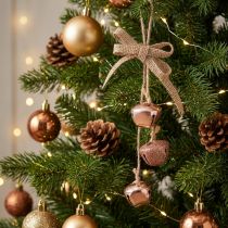 Article Ensemble de 3 clochettes de Noël en métal cuivre et rose Ø3,5 cm