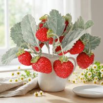 Article Fraises artificielles, lot de 6 - Un objet décoratif durable, 23 cm