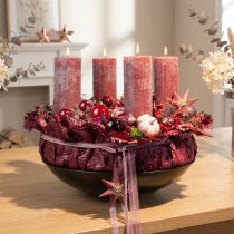Article Bougies piliers roses, aspect marbre rose antique, 85 × 200 mm, lot de 2, pour la décoration et les cadeaux