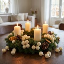 Article Mini boules de Noël crème mix mat/brillant Ø25mm 140p