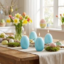 Article Bougie œuf de Pâques - Idée de décoration festive pour une joyeuse célébration de Pâques - 9 cm - 20 cm de hauteur - Lot de 6