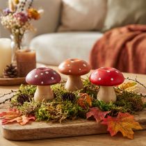 Article Champignons en bois Champignons décoratifs Amanites mouches en bois Rouge Orange 5cm 9pcs