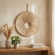 Article Anneau décoratif mural bohème en bois de chanvre naturel Ø40cm