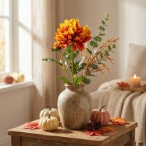 Article Fleurs artificielles décoration dahlias fleurs artificielles orange 62cm