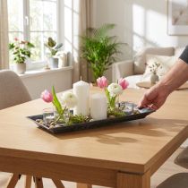 Article Plateau décoratif marbré anthracite 36x17cm 6pcs