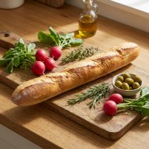 Article Baguette décorative factice de 38 cm - Imitation de pain pour vitrines et décoration de cuisine