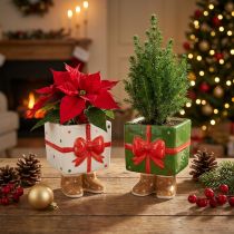 Article Pot de fleurs décoratif de Noël en céramique avec jolis pieds