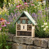 Article Insect Hotel Maison à Insectes en Bois Vert Naturel 26,5x9x31cm