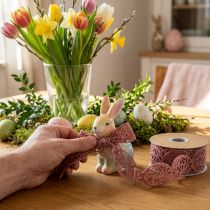 Article Ruban velours Oeufs de Pâques ruban décoratif Pâques vieux rose 40mm 5m