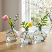Article Petit vase en verre transparent moderne mini vase en verre bleu 11 × 6 × 10 cm 3 pièces