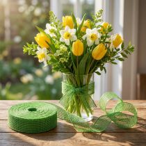 Article Ruban de jute vert, 5 cm de large, 40 m de long