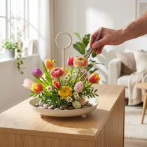Article Bol décoratif en métal avec anse, idéal pour un salon moderne et la décoration de table (31 cm).