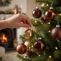 Article Boules de Noël boules de verre mélangées marron doré Ø4cm 24 pcs