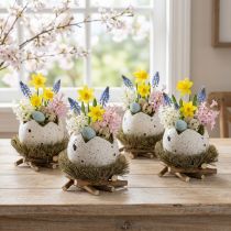 Article Œuf décoratif de Pâques dans un nid, nid d'oiseau décoratif, couleurs naturelles, Ø9 cm H11 cm, lot de 4