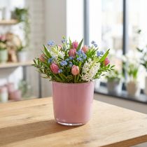 Article Jardinière en verre Ø7,8 H8cm vieux rose