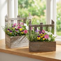 Article Mini jardinière en bois L22/25cm Lot de 2