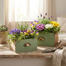 Article Boîte à plantes décoration tiroirs en bois 22/18cm lot de 2 pièces