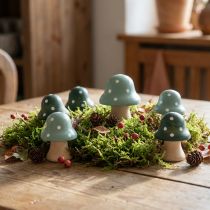 Article Champignons en bois champignons décoratifs en bois mini amanites mouches vert menthe 4cm 12 pcs
