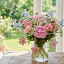 Article Fleurs en bois décoration à suspendre décoration d'été en bois rose 4,5 cm 24 pcs