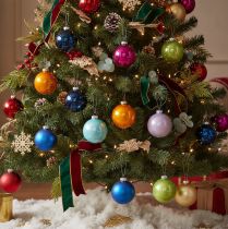 Article Boules de Noël brillantes, lot de 10, couleurs assorties, 95 mm
