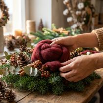 Article Cordon de laine décoratif, rouge foncé, ruban de laine de 10 m pour l'art floral et les loisirs créatifs