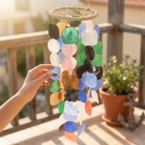 Article Carillon éolien coquillages Capiz Décoration maritime à suspendre Ø14,5cm 55cm
